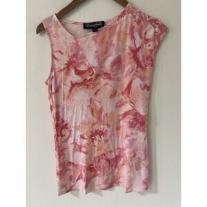 Brittany Humble Womens PInk Floral Short Sleeve Size Small Viscose Spandex Top